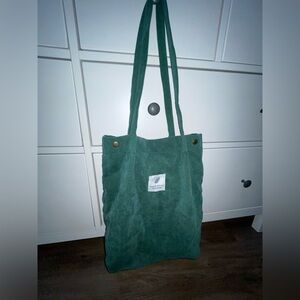 Green corduroy Notebook Therapy tote bag